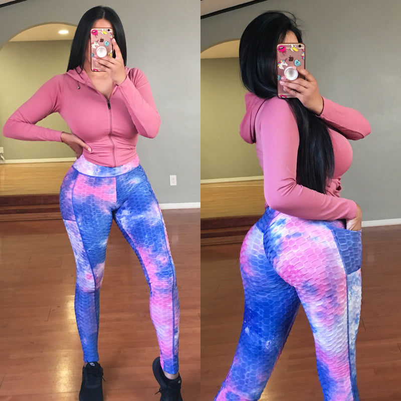 Becky Leggings with Pockets - Blue/Pink